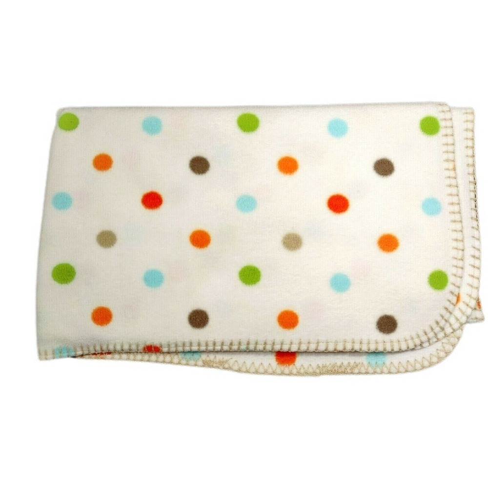 Cuddle Time Beige Polka Dot Fleece Baby Blanket‎ Lovey Orange Green Blue Brown